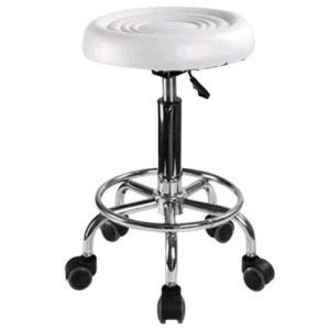 Scaun hidraulic cu roti, Alb, Taburet rotativ, Pentru salon, Cosmetica, Manichiura, Pedichiura, Frizerie,