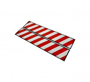 Set 2 bucati abtibild reflectorizant Alb cu Rosu 50cm x 10 cm