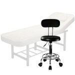 Set salon - Scaun hidraulic cu spatar, Taburet rotativ, Negru + Masa cosmetica, Pat masaj profesional,