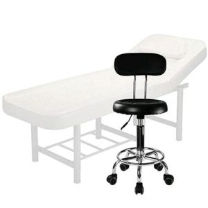 Set salon - Scaun hidraulic cu spatar, Taburet rotativ, Negru + Masa cosmetica, Pat masaj profesional,