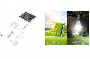 Sistem cu 2 becuri si panou solar monocristalin + USB incarcare telefon
