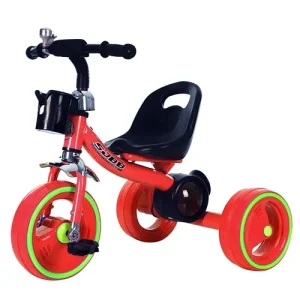 Tricicleta cu pedale, Muzica si lumini, Rosu, Buton On/Off, Claxon