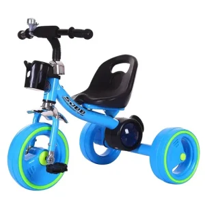 Tricicleta cu pedale, Muzica si lumini, Rosu, Buton On/Off, Claxon Albastru