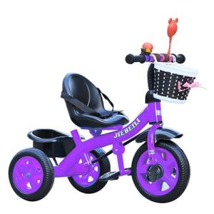 Tricicleta cu pedale pentru copii 2-5 ani, 2 cosuri depozitare, Mov