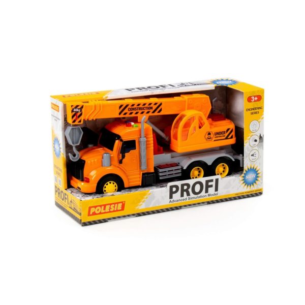 Camion constructii + macara, cu lumina si sunet, 33.5×11.5×18.5 cm, Polesie