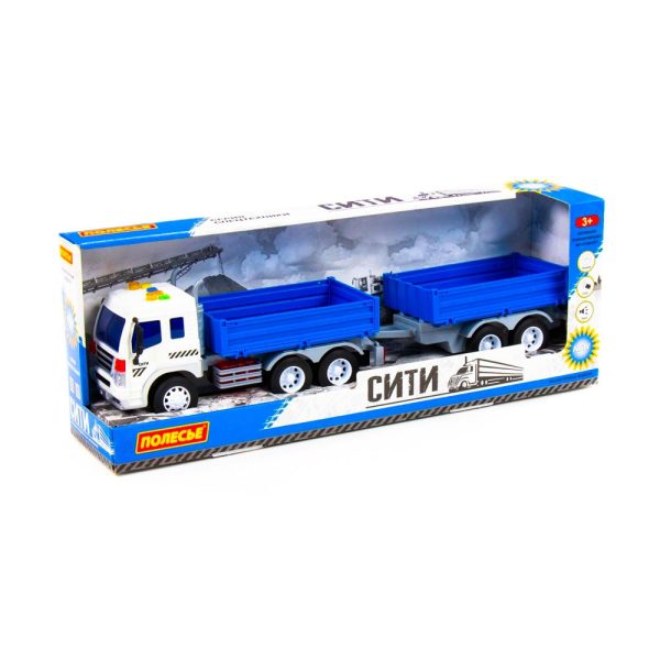 Camion + remorca cu lumina si sunet, 46.6×10.2×12 cm, Polesie