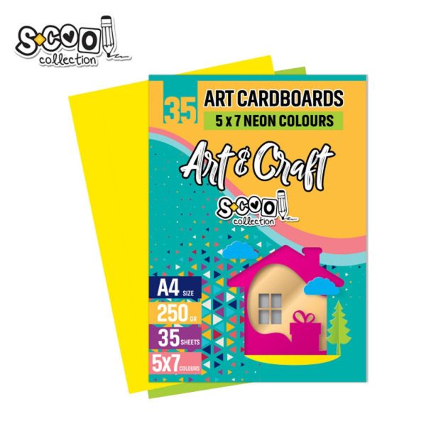 Carton color A4, 250g, 35 coli, 7 culori neon/set – S-COOL