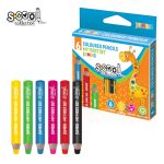 Creioane color JUMBO 8 mm + ascutitoare, 6 cul/set – S-COOL