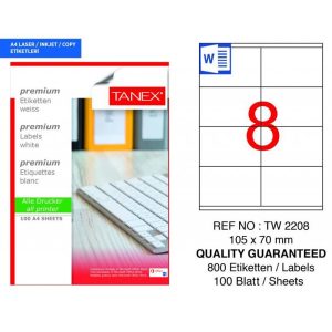 Etichete 105x70mm, 8/A4, 100/top – TANEX