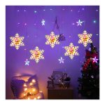 Instalatie pom Craciun, Perdea luminoasa – Stelute + Fulgi de nea, multicolora, 2.60×0.65 cm
