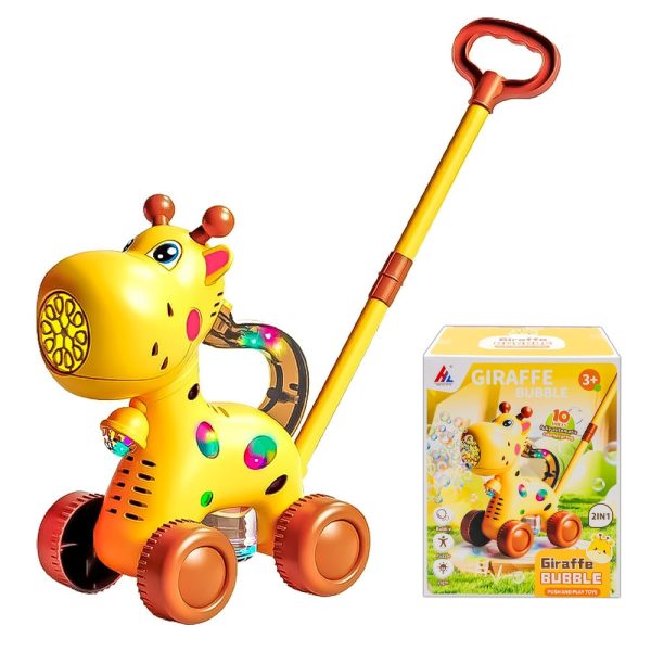 Girafa - Jucarie de impins cu baloane de sapun, baterii