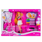 Papusa cu accesorii pentru vopsirea parului