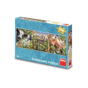 Puzzle 150 piese, panoramic, Animale ferma – DINO TOYS