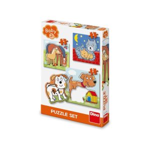 Puzzle 3 in 1, Animalele si puii lor – DINO TOYS