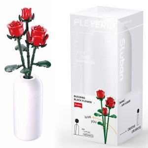 Set de Constructie Flowers, 258 piese, Trandafir Rosu – Sluban