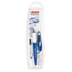 Stilou My Pen, penita M, albastru/alb – blister