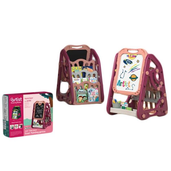 Tablita plastic pentru scris/desen cu suport carti, fete, 39.5×43.5×72 cm