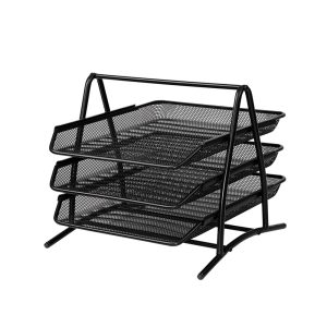 Tavita documente MESH, 3 compartimente neagra – OFFISHOP