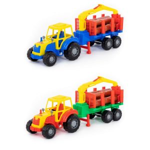 Tractor cu remorca lemne, 46,6×13,4×20 cm, Polesie
