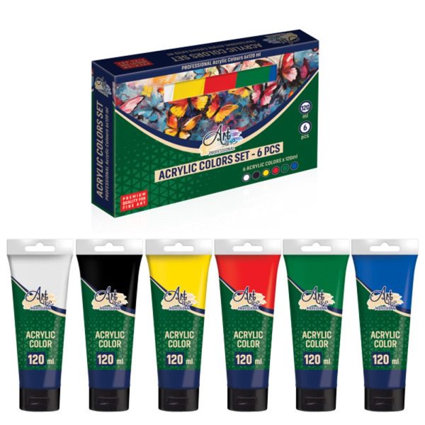 Vopsea acrilica profesionala, 120 ml, 6 cul/set – ARTLINE
