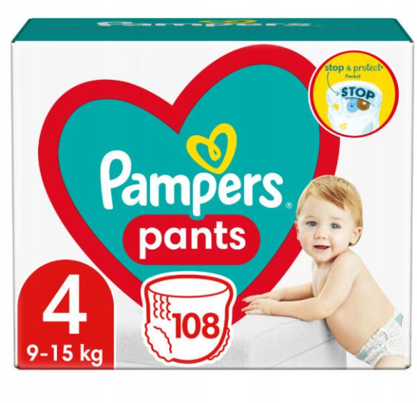 Scutece chilotel Pampers pants, marimea 4, 108 bucati