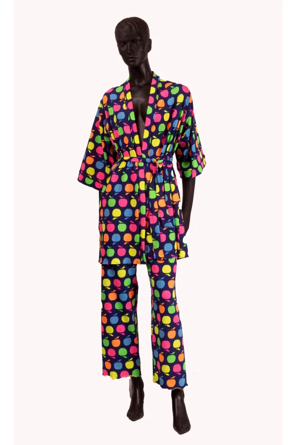 Set pijama dama bumbac si halat - APPLE