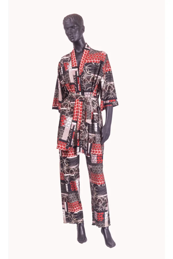 Set pijama dama bumbac si halat - DOTS