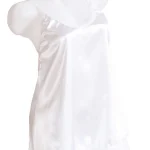 Pijama dama doua piese, imprimeu uni, satin soft alb - BLANCHE