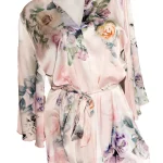 Halat dama, imprimeu floral, satin soft - ROSA