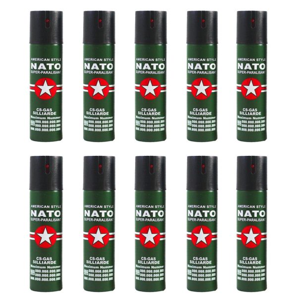 Set 10 sprayuri autoaparare NATO, propulsie jet, 60 ml